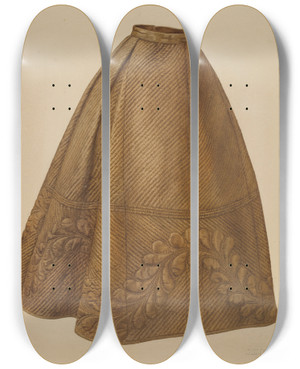 Triptych art skateboard deck of Julie C Brush Quilted Petticoat by Julie C Brush