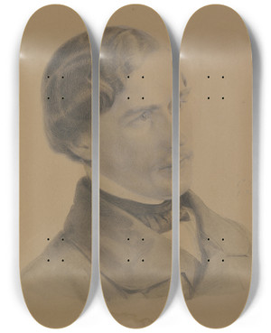 Triptych art skateboard deck of Karl Friedrich Lessing Selbstbildnis Des Knstlers by Karl Friedrich Lessing (1808-1880)