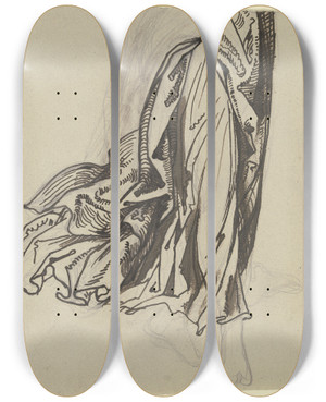 Triptych art skateboard deck of Victor Mller Weibliche Gewandfigur Dem Betrachter Entgegenschreitend by Victor Muller (1829-1871)