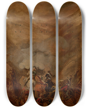 Triptych art skateboard deck of Piotr Michaowski Charge In The Gorge Of Somosierra by Piotr Michalowski (1800-1855)