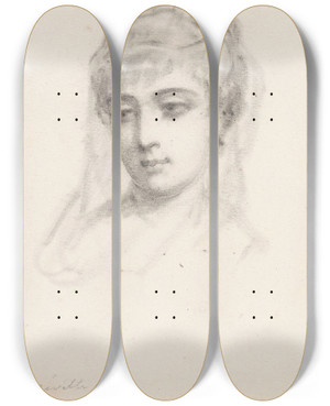 Triptych art skateboard deck of Nicaise De Keyser Portrait Of A Woman_4 by Nicaise De Keyser (1813-1887)