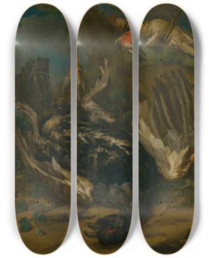 Triptych art skateboard deck of Johann Georg De Hamilton Ztiie S Hluchom by Johann Georg De Hamilton (1672-1737)