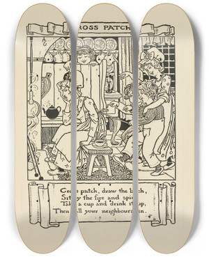 Triptych art skateboard deck of Winifred Smith Cross Patch by Winifred Smith (19-)