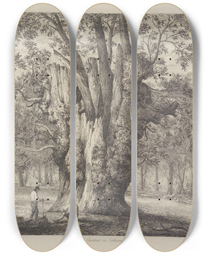Triptych art skateboard deck of Jacob George Strutt The Chesnut Tree Called The Four Sisters by Jacob George Strutt (1784-1867)