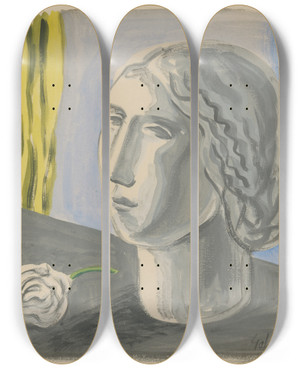 Triptych art skateboard deck of Mikul Galanda Womans Head_1 by Mikulas Galanda (1895-1938)