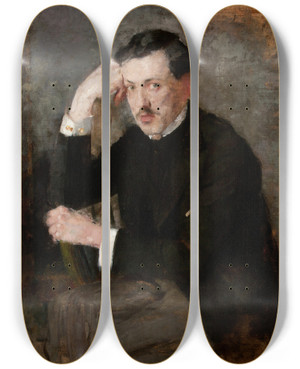 Triptych art skateboard deck of Olga Boznanska Portrait Of Jzef Czajkowski_2 by Olga Boznanska (1865-1940)