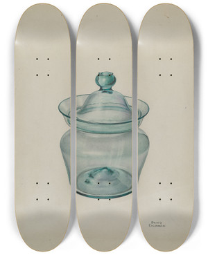 Triptych art skateboard deck of Beverly Chichester Glass Compote by Beverly Chichester (20-)