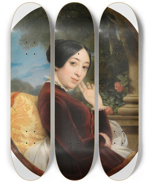 Triptych art skateboard deck of Franoisedouard Picot Presumed Portrait Ofpauline Viardot by Franois-Edouard Picot (1786-1868)