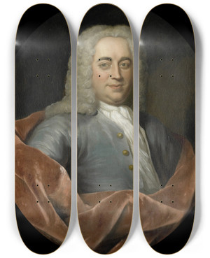 Triptych art skateboard deck of Jan Maurits Quinkhard Portrait Of Walter Senserff Director Of The Rotterdam Chamber Of The Dutch East India Company Elected 1731 by Jan Maurits Quinkhard (1688-1772)
