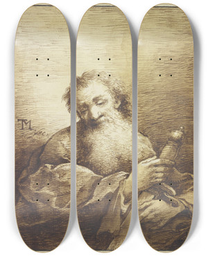 Triptych art skateboard deck of Johann Georg Trautmann Paul The Apostle by Johann Georg Trautmann (1713-1769)