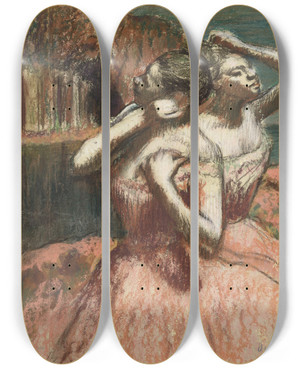 Triptych art skateboard deck of Edgar Degas Two Dancers_1 by Edgar Degas (1834-1917)