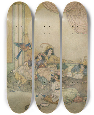 Triptych art skateboard deck of Edmund Dulac They Overran The House Without Loss Of Time_1 by Edmund Dulac (1882-1953) Triptych art skateboard deck of Edmund Dulac They Overran The House Without Loss Of Time_1 by Edmund Dulac (1882-1953)