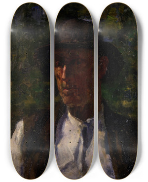 Triptych art skateboard deck of James Nairn Old Age by James M Nairn (1859-1904)