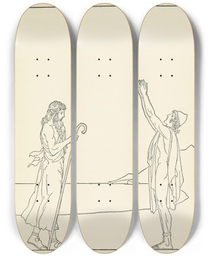 Triptych art skateboard deck of Padraic Colum The Childrens Homer Pl 07 by Padraic Colum (1881-1972)