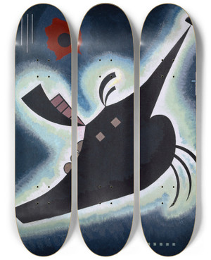 Triptych art skateboard deck of Wassily Kandinsky Pointy Black by Wassily Kandinsky (1866-1944)