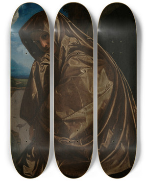 Triptych art skateboard deck of Giovanni Girolamo Savoldo Saint Mary Magdalene At The Sepulchre by Giovanni Girolamo Savoldo (1485-1548)