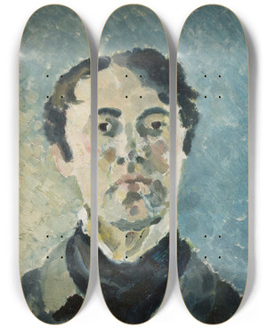 Triptych art skateboard deck of Harald Giersing Selfportrait by Harald Giersing (1881-1927)