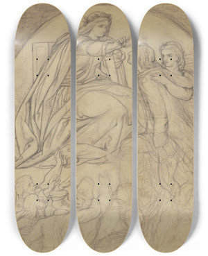 Triptych art skateboard deck of Victor Mller Schillers Crowing by Victor Muller (1829-1871)