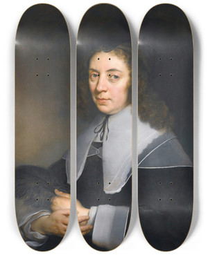 Triptych art skateboard deck of Govert Flinck Portrait Of Dorothea Berck Of Alblasserdam15931684 Wife Of Joseph Coymans by Govert Flinck (1615-1660)