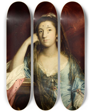 Triptych art skateboard deck of Sir Joshua Reynolds Portrait Of Lady Fortescue Anne Campbell by Sir Joshua Reynolds (1723-1792)