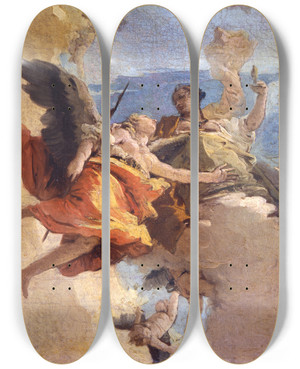 Triptych art skateboard deck of Giovanni Battista Tiepolo Allegory Of Virtue And Nobility by Giovanni Battista Tiepolo (1696-1770) Triptych art skateboard deck of Giovanni Battista Tiepolo Allegory Of Virtue And Nobility by Giovanni Battista Tiepolo (1696-1770)