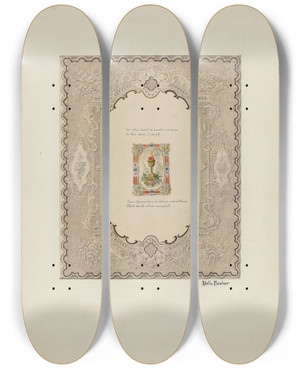 Triptych art skateboard deck of Stella Mosher Valentine by Stella Mosher