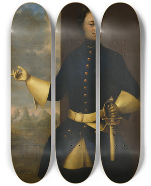 Triptych art skateboard deck of Johann Heinrich Wedekind Karl Xii 16821718 by Johann Heinrich Wedekind
