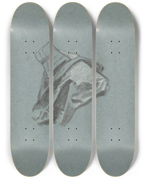 Triptych art skateboard deck of Nicaise De Keyser Draped Fabric_1 by Nicaise De Keyser (1813-1887)