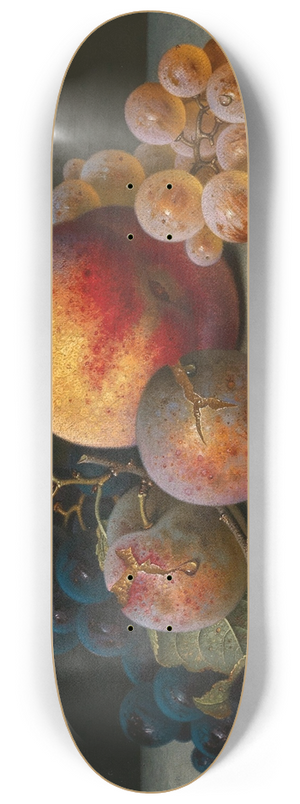 Emilie Preyer - Still Life with Peach, Plums, Grapes and a Fly 8.25 inch art skate deck