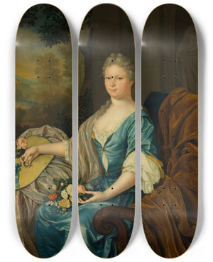 Triptych art skateboard deck of Frans Van Mieris The Younger Maria Clara Van Der Hagen 17031765 by Frans Van Mieris The Younger (1689-1763)