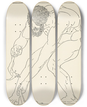 Triptych art skateboard deck of Padraic Colum The Childrens Homer Pl 39 by Padraic Colum (1881-1972)