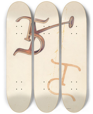 Triptych art skateboard deck of Elizabeth Johnson Branding Iron_2 by Elizabeth Johnson