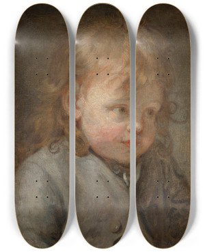 Triptych art skateboard deck of Jeanbaptiste Greuze Portrait Of A Young Boy by Jean-Baptiste Greuze (1725-1805)