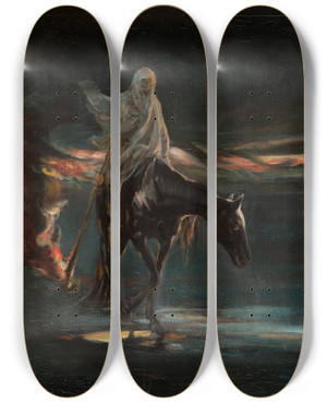 Triptych art skateboard deck of Adam Chmielowski Death And Conflagration Central Section Of The Triptych Disaster by Adam Chmielowski (1845-1916)