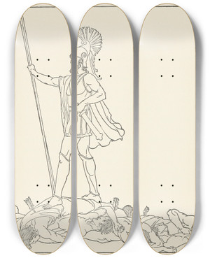 Triptych art skateboard deck of Padraic Colum The Childrens Homer Pl 58 by Padraic Colum (1881-1972)