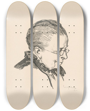 Triptych art skateboard deck of Willy Sluiter Portret Van Catharine Van Tussenbroek by Willy Sluiter