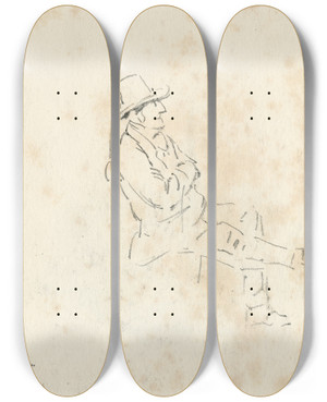 Triptych art skateboard deck of Pieter Van Loon Zittende Man by Pieter Van Loon (1801-1873)
