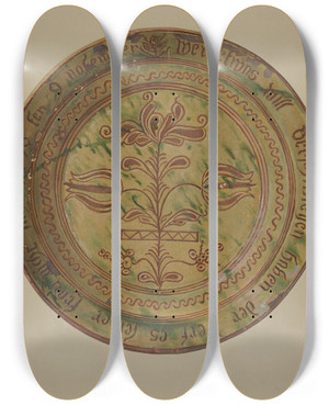Triptych art skateboard deck of William L Antrim Pa German Dish_1 by William L Antrim