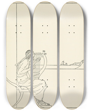 Triptych art skateboard deck of Padraic Colum The Childrens Homer Pl 05 by Padraic Colum (1881-1972)