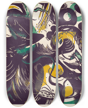 Triptych art skateboard deck of Franz Marc Genesis Ii Schopfungsgeschichte Ii by Franz Marc (1880-1916)