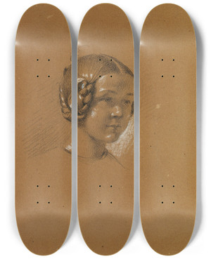 Triptych art skateboard deck of Johann Peter Krafft Studie Zu Kaiser Franz I Erteilt Eine Allgemeine Audienz by Johann Peter Krafft (1780-1856)