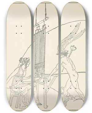 Triptych art skateboard deck of Padraic Colum The Childrens Homer Pl 30 by Padraic Colum (1881-1972)