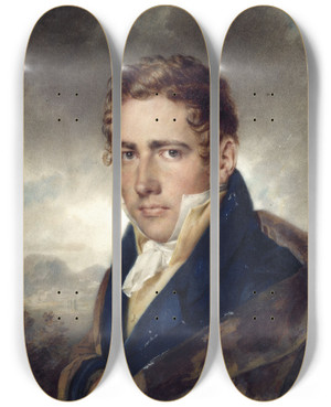 Triptych art skateboard deck of Alexandre Evariste Fragonard Portrait Prsum De Larchitecte Auguste Constantin 17901842 by Alexandre Evariste Fragonard (1780-1850)