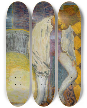 Triptych art skateboard deck of Pierre Bonnard Femme Sortant Du Bain by Pierre Bonnard (1867-1947)