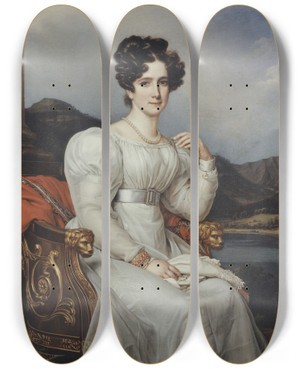 Triptych art skateboard deck of Joseph Karl Stieler Fredrika Dorotea Vilhelmina 1781 1826 Queen Of Sweden by Joseph Karl Stieler (1781-1858)