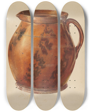 Triptych art skateboard deck of Francis Law Durand Pitcher_3 by Francis Law Durand (1935)