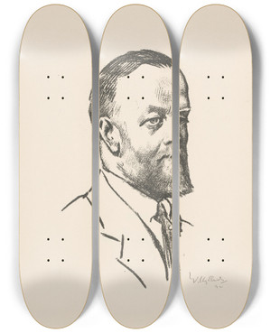 Triptych art skateboard deck of Willy Sluiter Portret Van Jan Kalf by Willy Sluiter