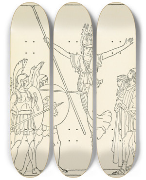 Triptych art skateboard deck of Padraic Colum The Childrens Homer Pl 61 by Padraic Colum (1881-1972)