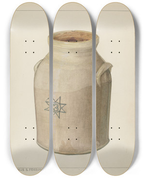 Triptych art skateboard deck of Magnus S Fossum Churn by Magnus S Fossum