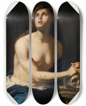 Triptych art skateboard deck of Artemisia Gentileschi The Penitent Magdalene by Artemisia Gentileschi (1593-1654)